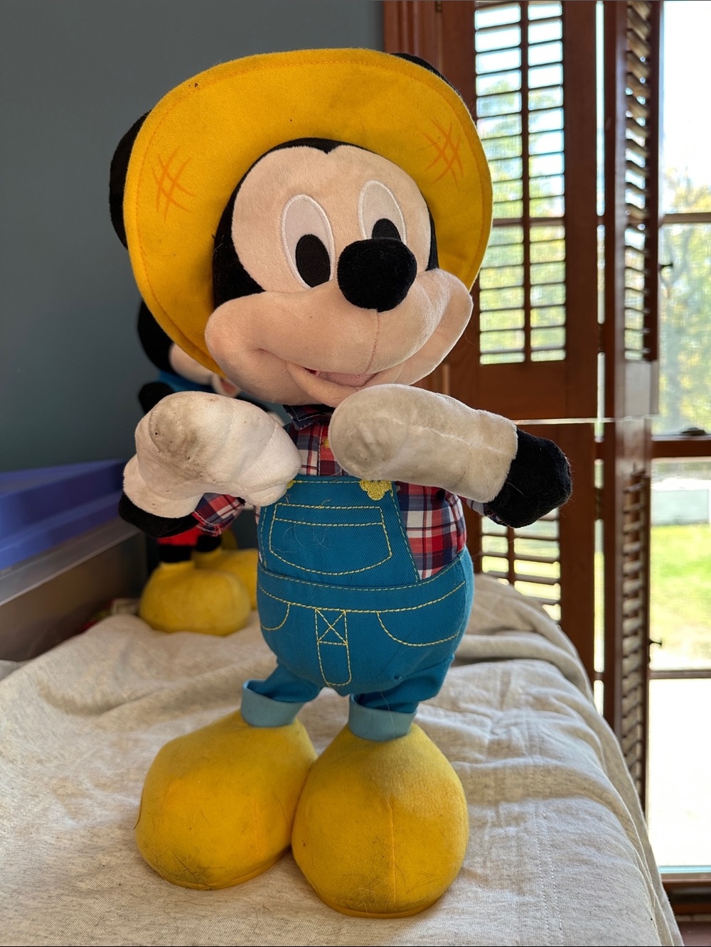 Disney Mickey Mouse Plush in Yellow Hat and Blue Overalls